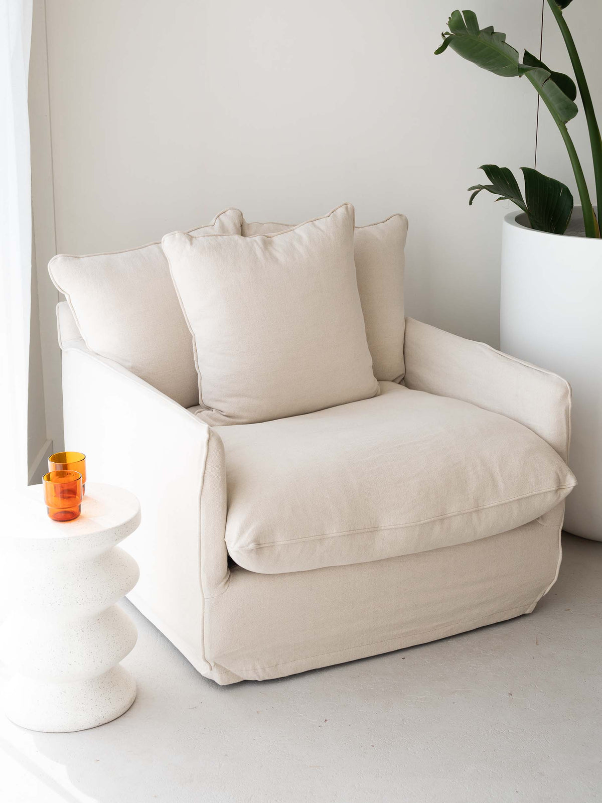 Linen slipcover armchair online