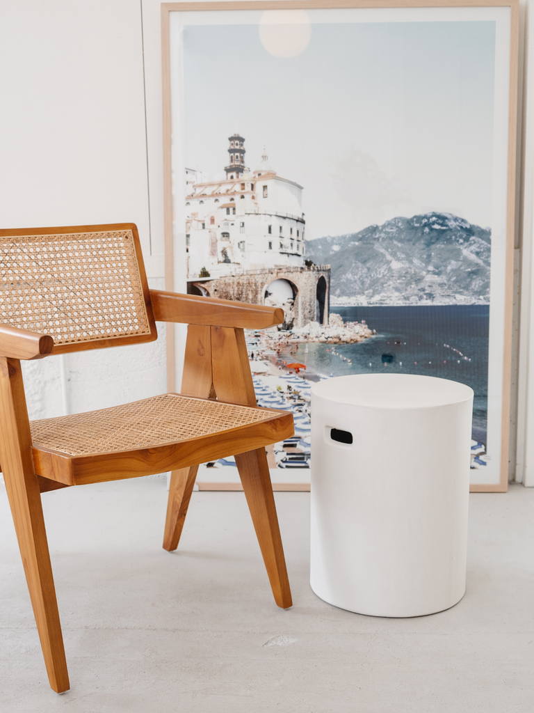 White Concrete Pipe Side Table / Stool