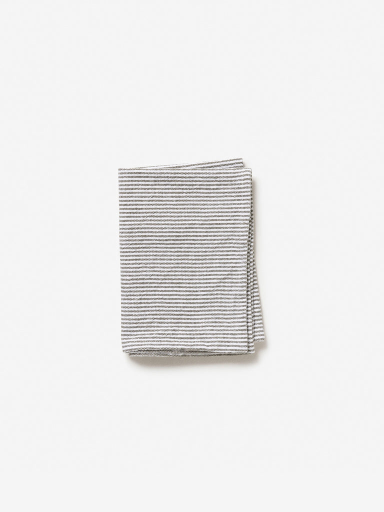 Washed Cotton Tea Towel - Striped Olive