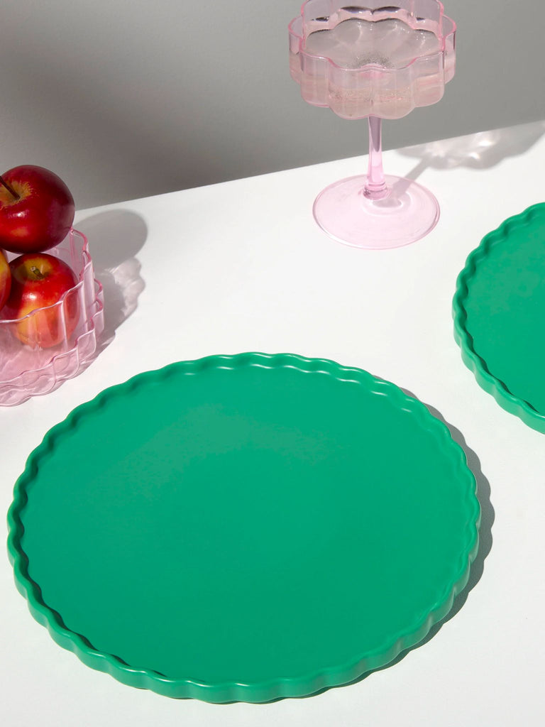 Ceramic Dinner Plates - Set of Two - Forest Green