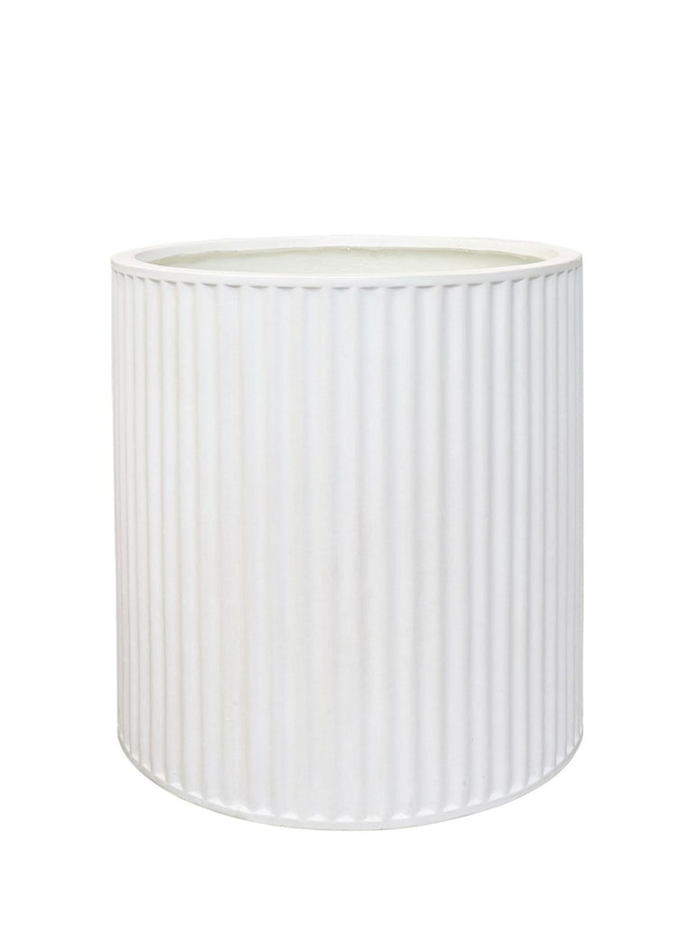 Piako Ribbed Cylinder Planter in White