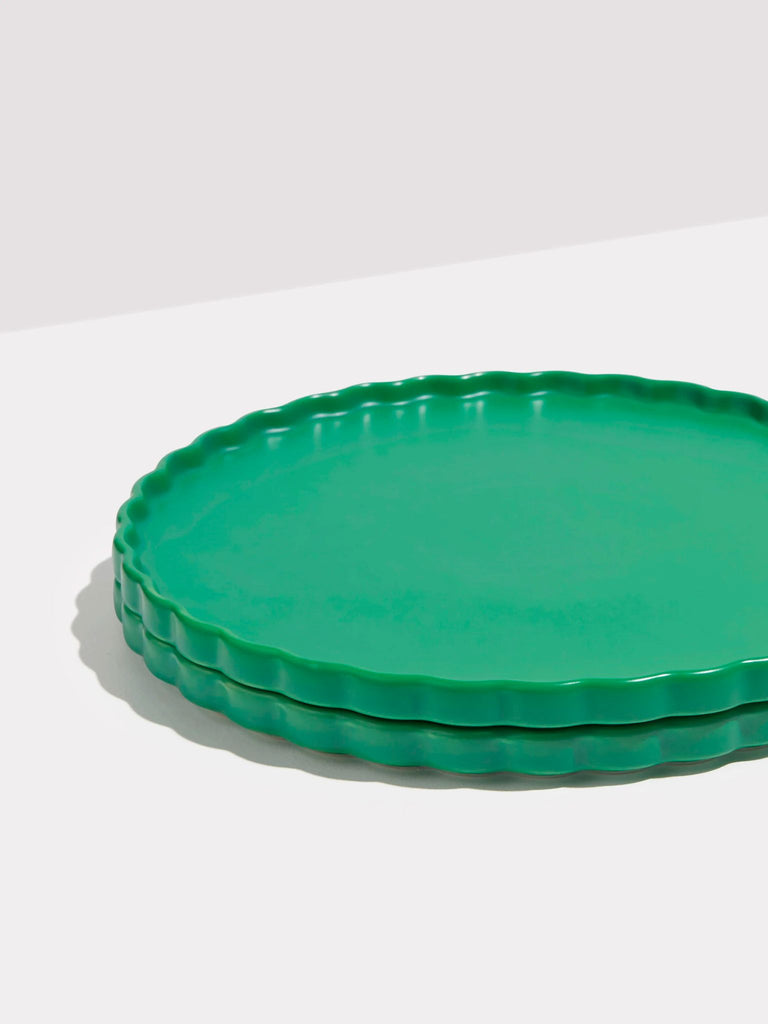 Ceramic Dinner Plates - Set of Two - Forest Green