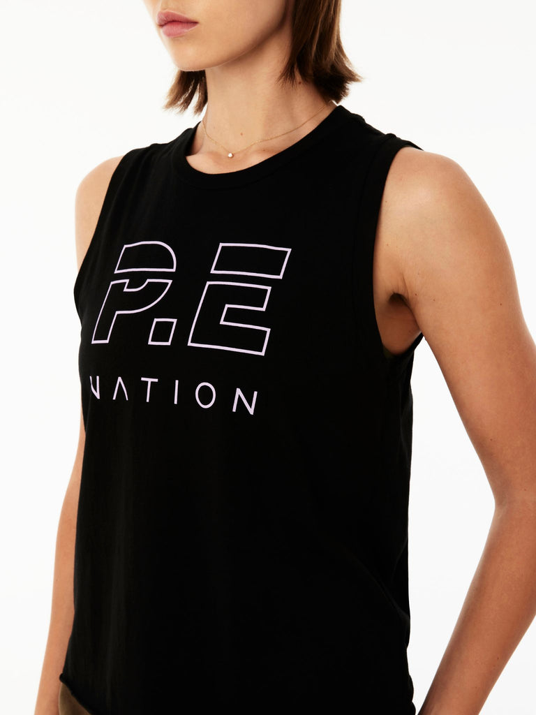 Shuffle Tank in Black / Liliac