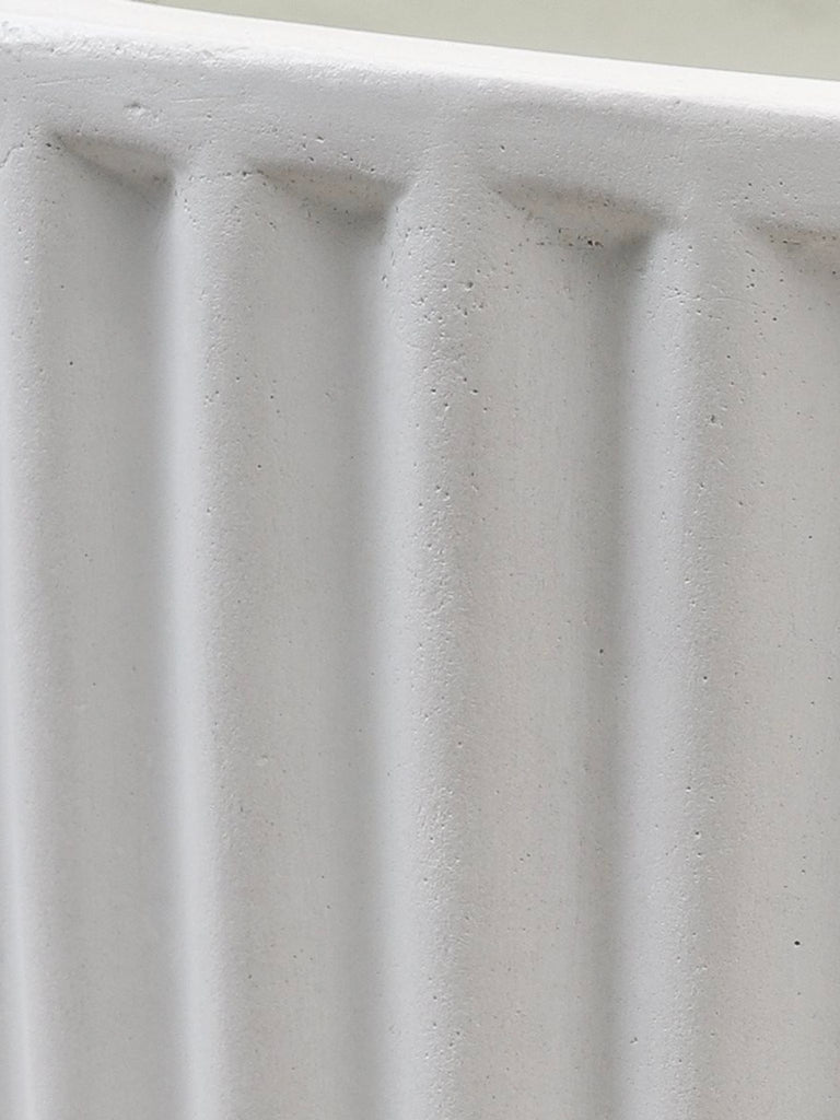Piako Ribbed Cylinder Planter in White