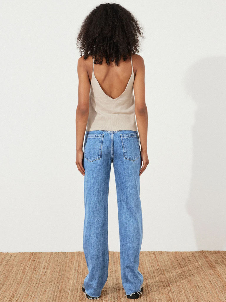 Blue Wash Mid Rise Recycled Denim Jeans