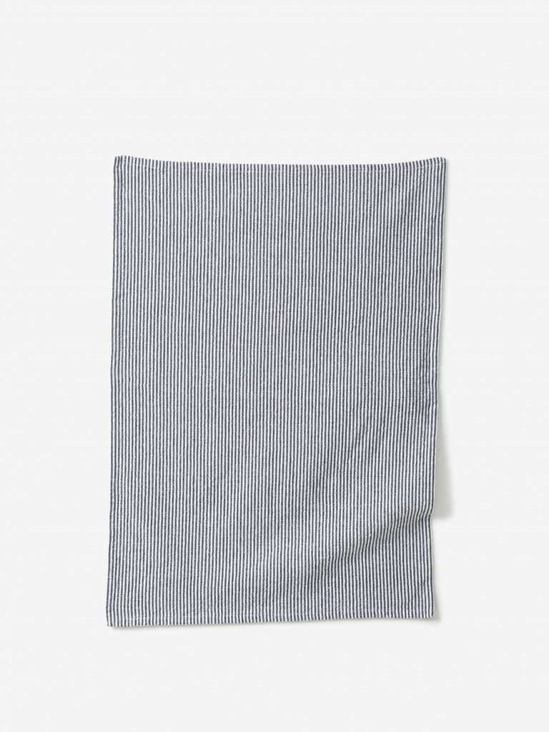 Washed Cotton Tea Towel - Striped Navy