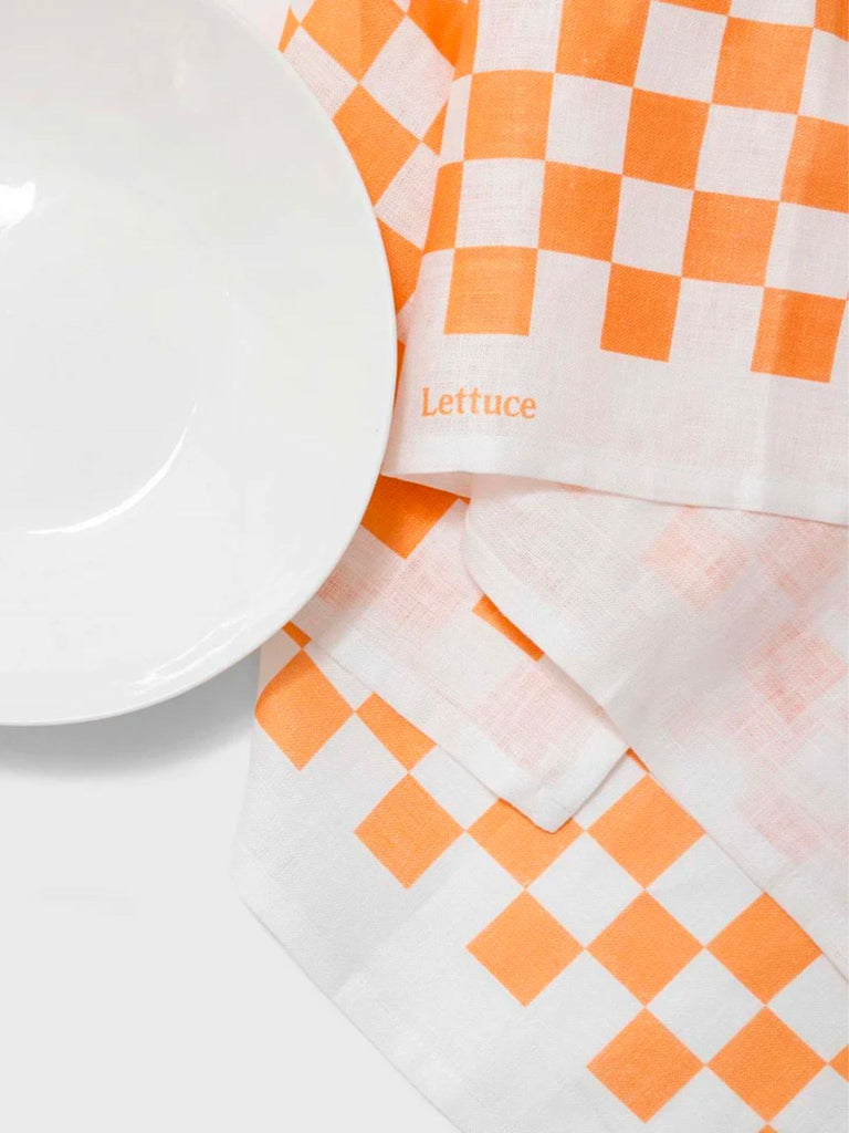 Lettuce | Tea Towel | Peach Checkers