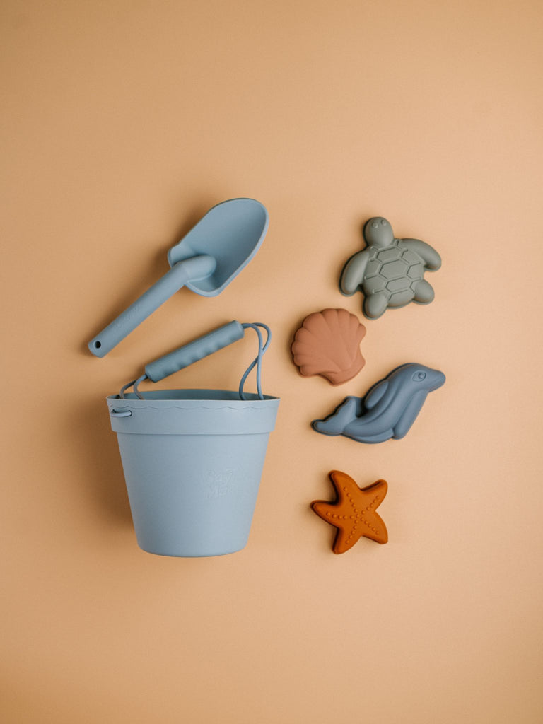 Silicone Beach Bucket Toys - Boathouse Blue