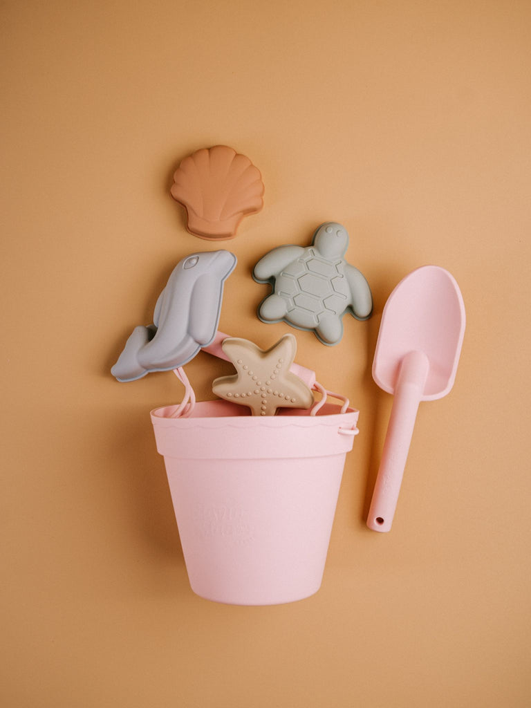 Silicone Beach Bucket Toy Sets - Sandy Rose