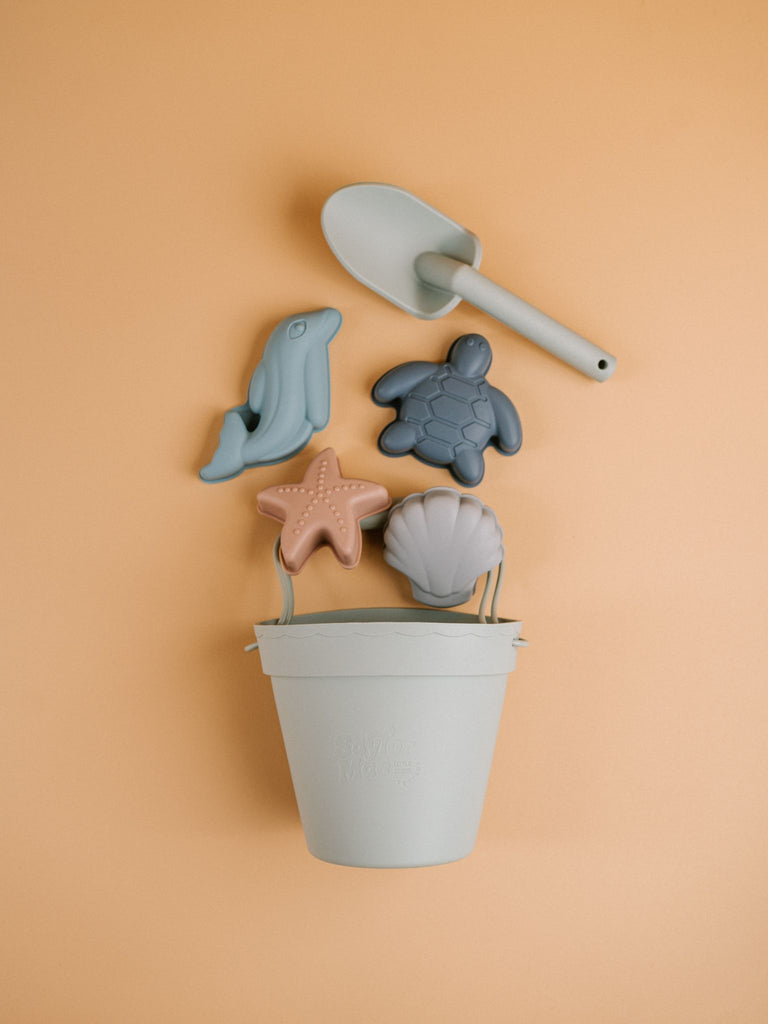 Silicone Beach Bucket Toy Sets -Salty Sage
