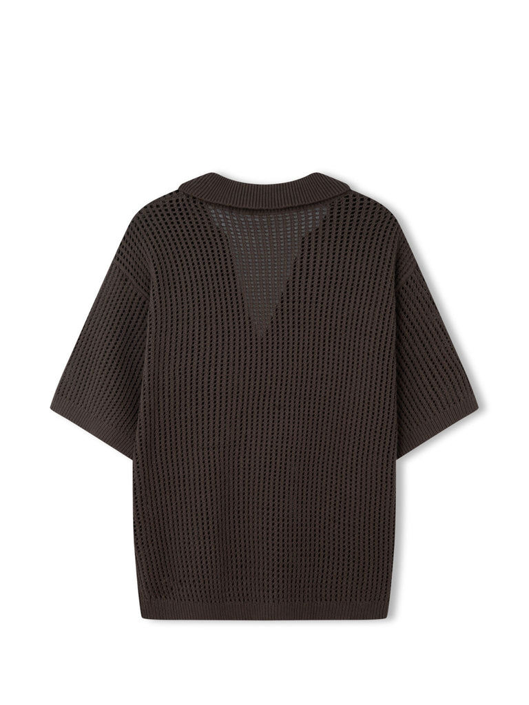 Charcoal Cotton Crochet Shirt - Sun Damaged