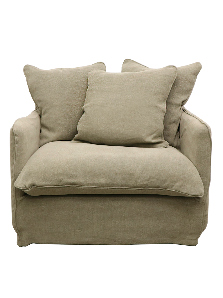 Florence Slipcover Armchair - Khaki