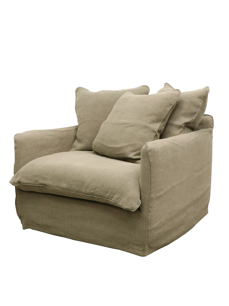 Florence Slipcover Armchair - Khaki