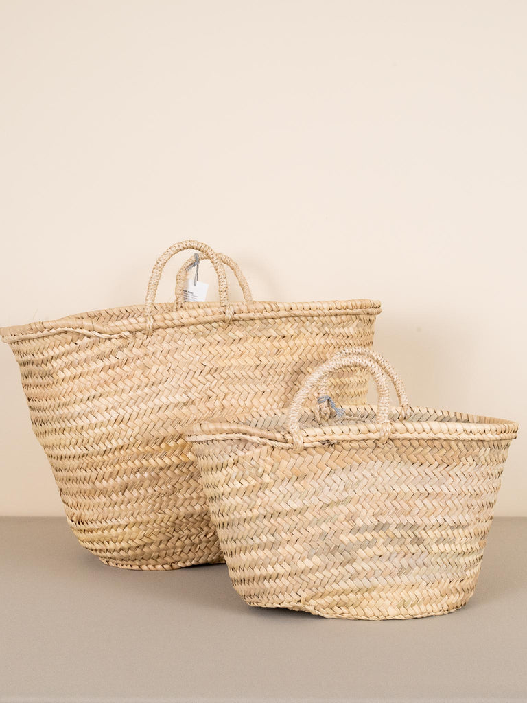 Moroccan Basket w/Woven Handles Natural S