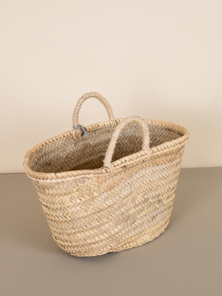 Moroccan Basket w/Woven Handles Natural S