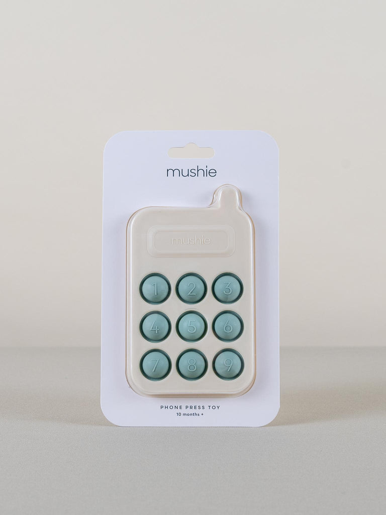Mushie Phone Press Toy Cambridge Blue